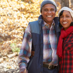 senior couple enjoying nature during winter, without back pain