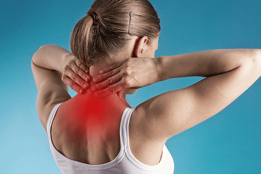 woman with cervical herniated disc and neck pain