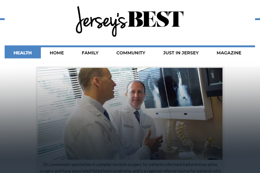 Dr. Jason Lowenstein was featured in Jersey's Best for minimally invasive sx approach