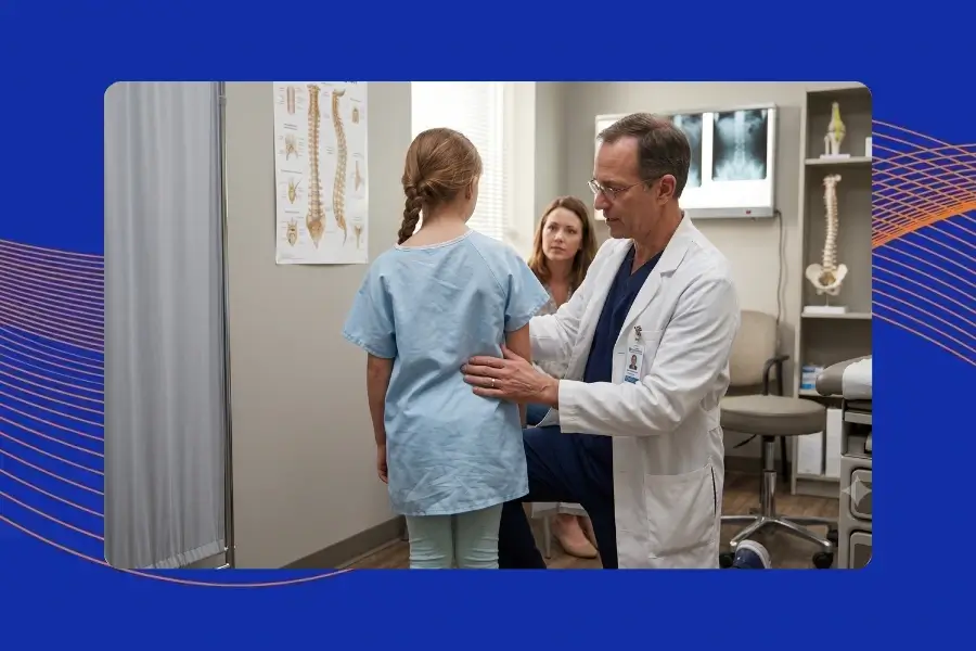 growing child with scoliosis meeting with scoliosis specialist in morristown, NJ for treatment.